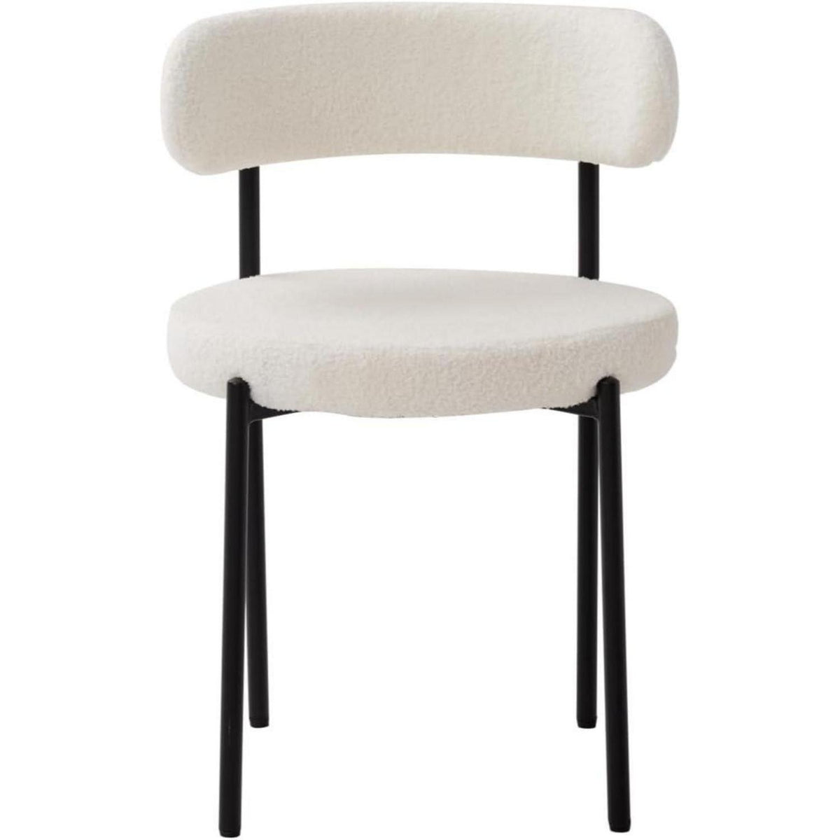 6 Esszimmerstühle Teddy-Samt Weiß – Modern & Komfortabel