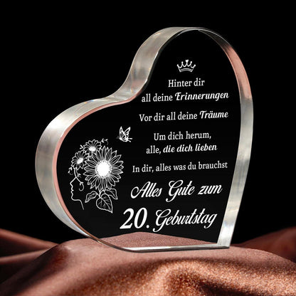 Acryl Herz Tischdeko 20. Geburtstag - Geschenk für Frau