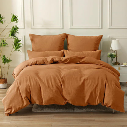 Doppelmuslin Bettwäsche Set 135x200 cm Caramel 4-teilig