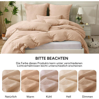 Doppelmuslin Bettwäsche 135x200 Apricot Brown 4-teilig