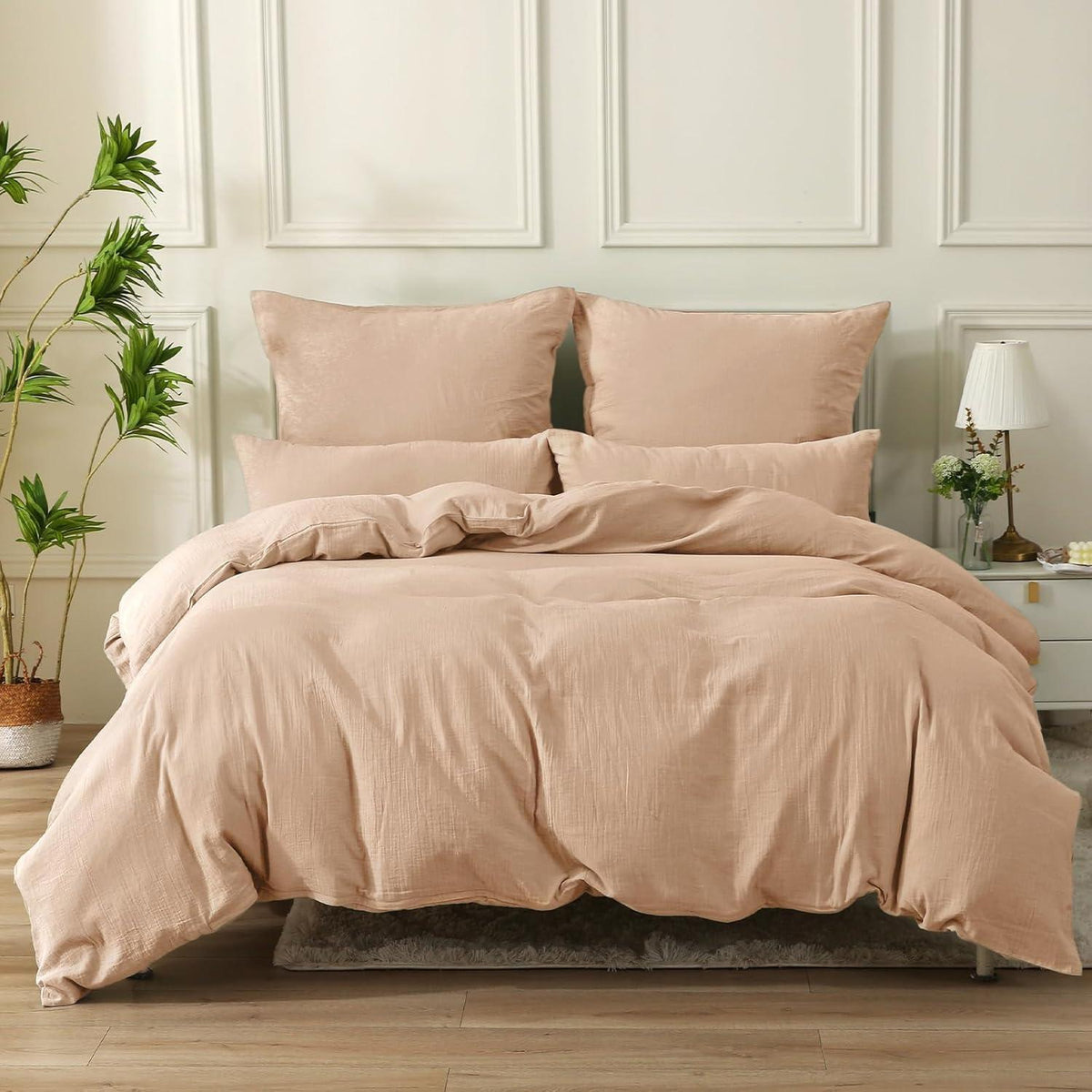 Bettwäsche-Set Baumwolle Doppel-Musselin Apricot Brown 220x240 cm