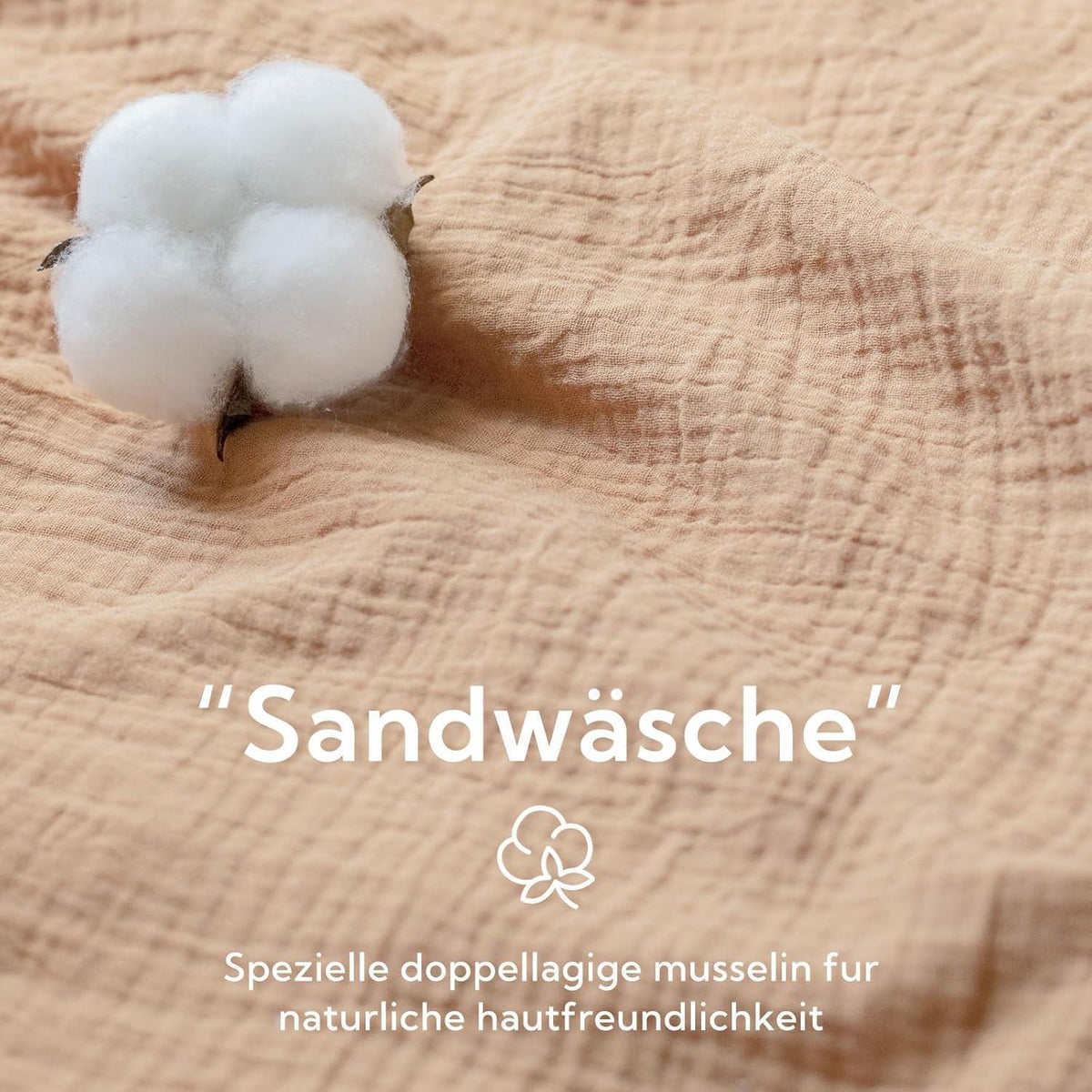 Bettwäsche-Set Baumwolle Doppel-Musselin Apricot Brown 220x240 cm