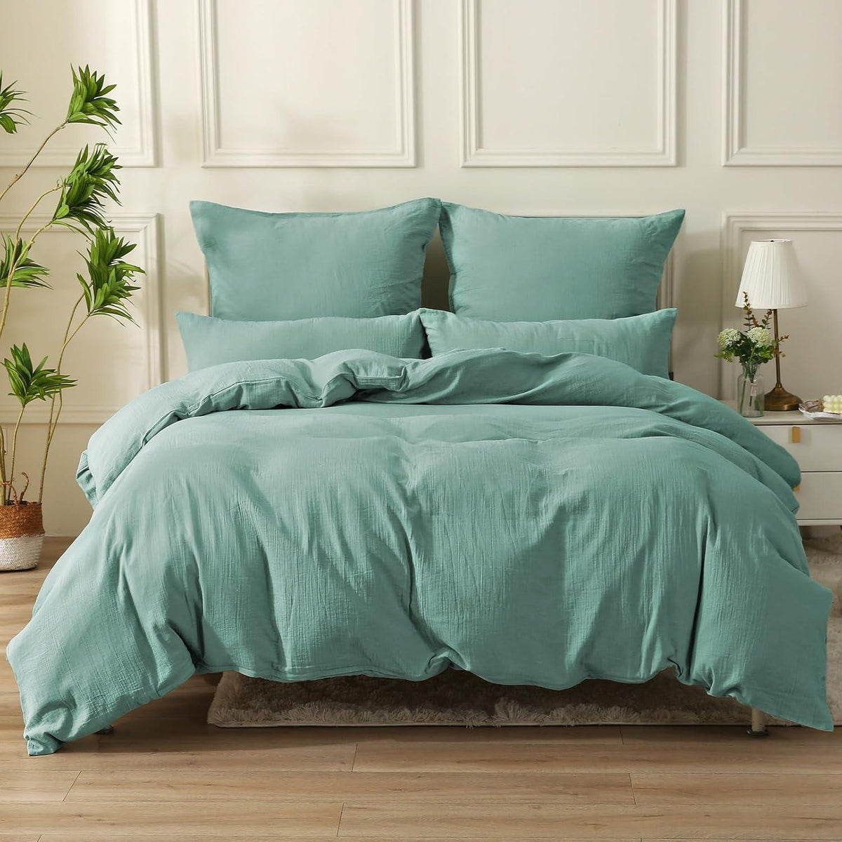 Bettwäsche-Set Baumwolle Doppeltes Musselin 135x200 cm Beangreen