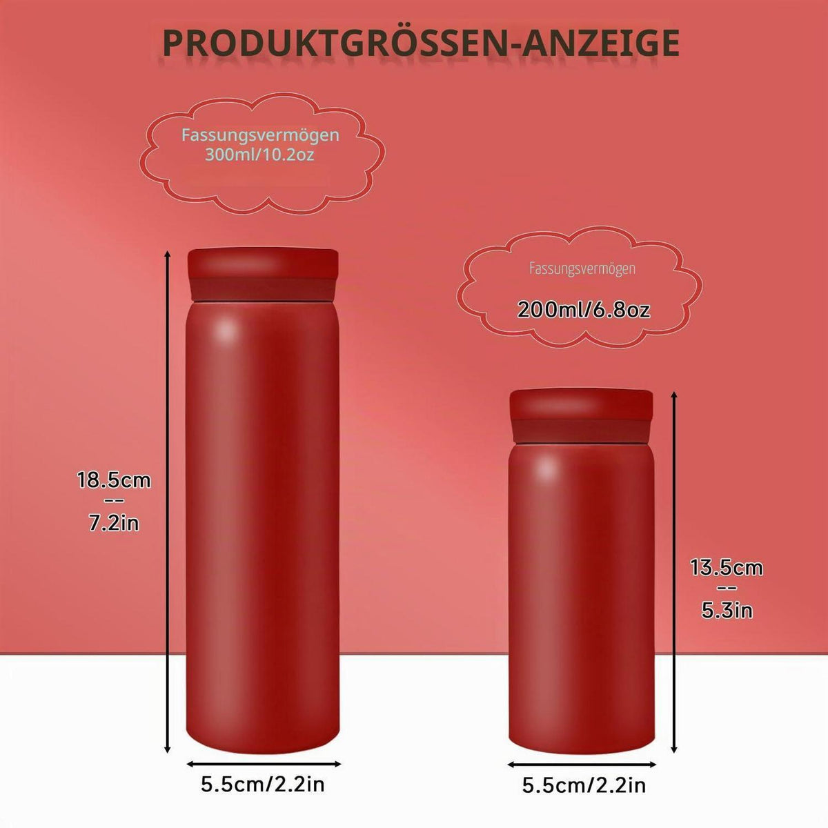 Edelstahl Thermosflasche 200ml Rot – Vakuumisoliert & BPA Frei