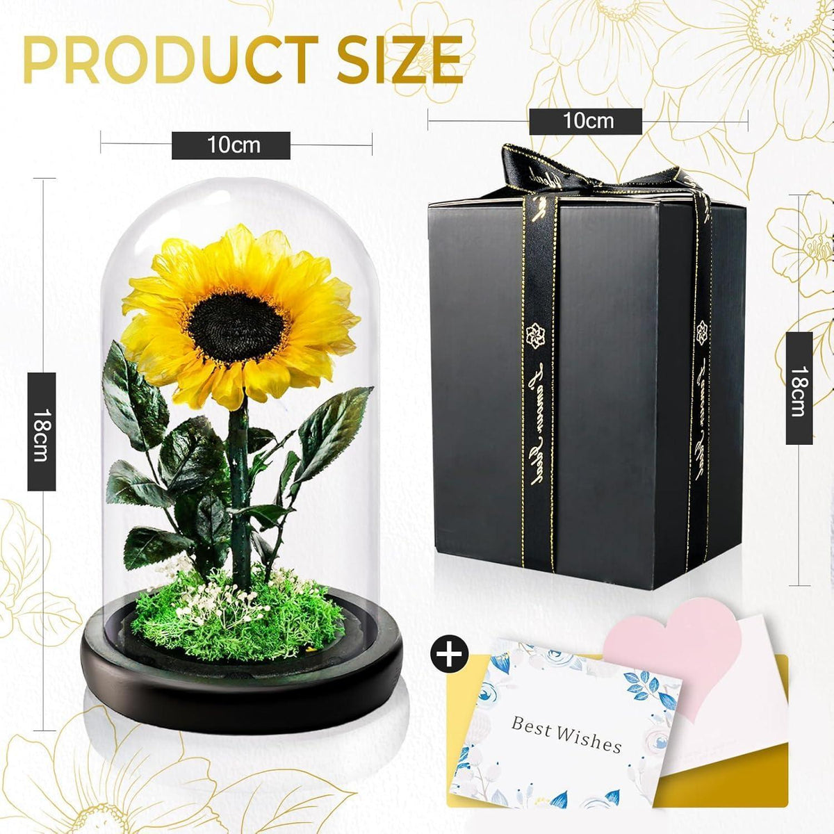 Konservierte Sonnenblume im Glas - Ewiges Muttertagsgeschenk