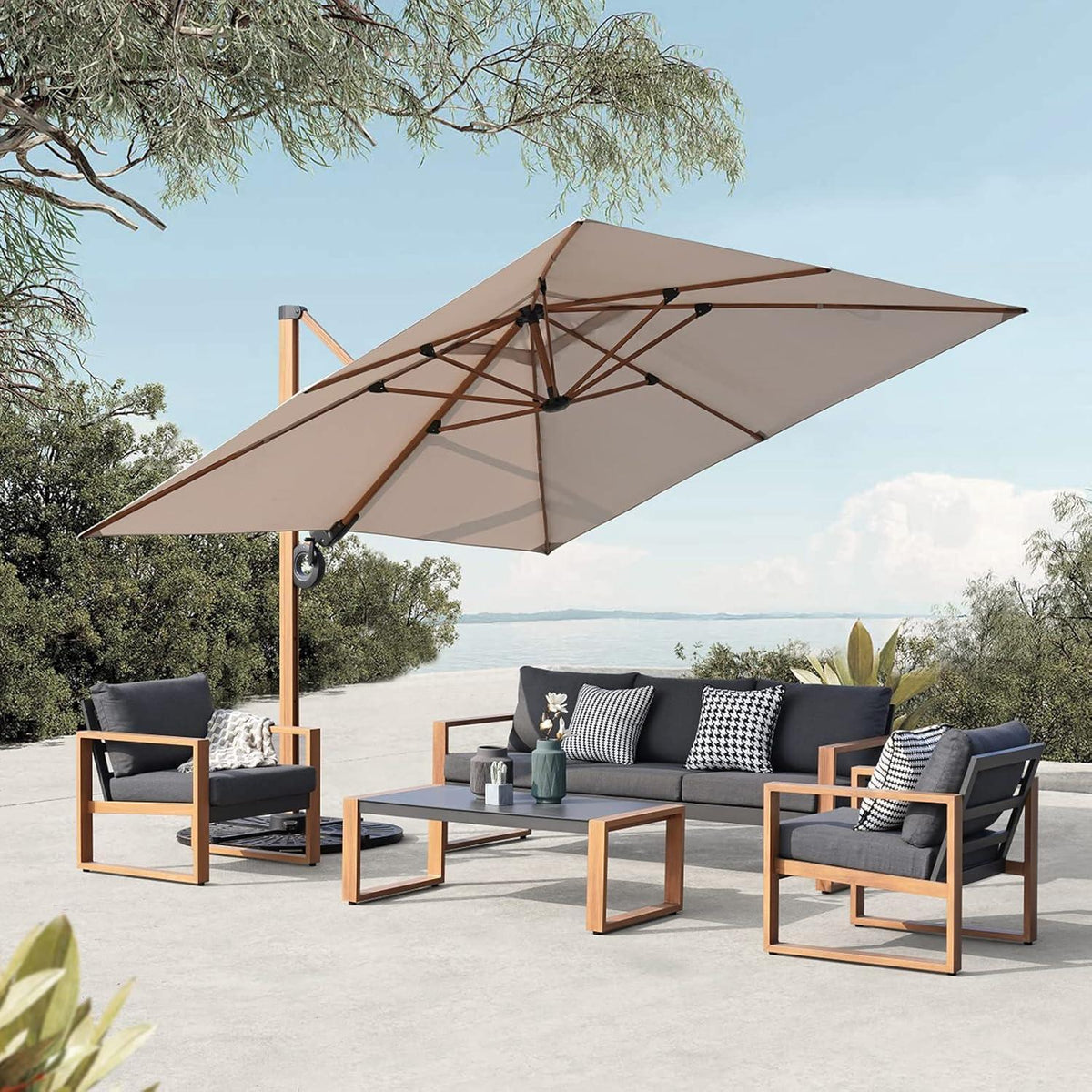 Ampelschirm 300 cm Rechteckig mit 360° Drehung und UV-Schutz 50+