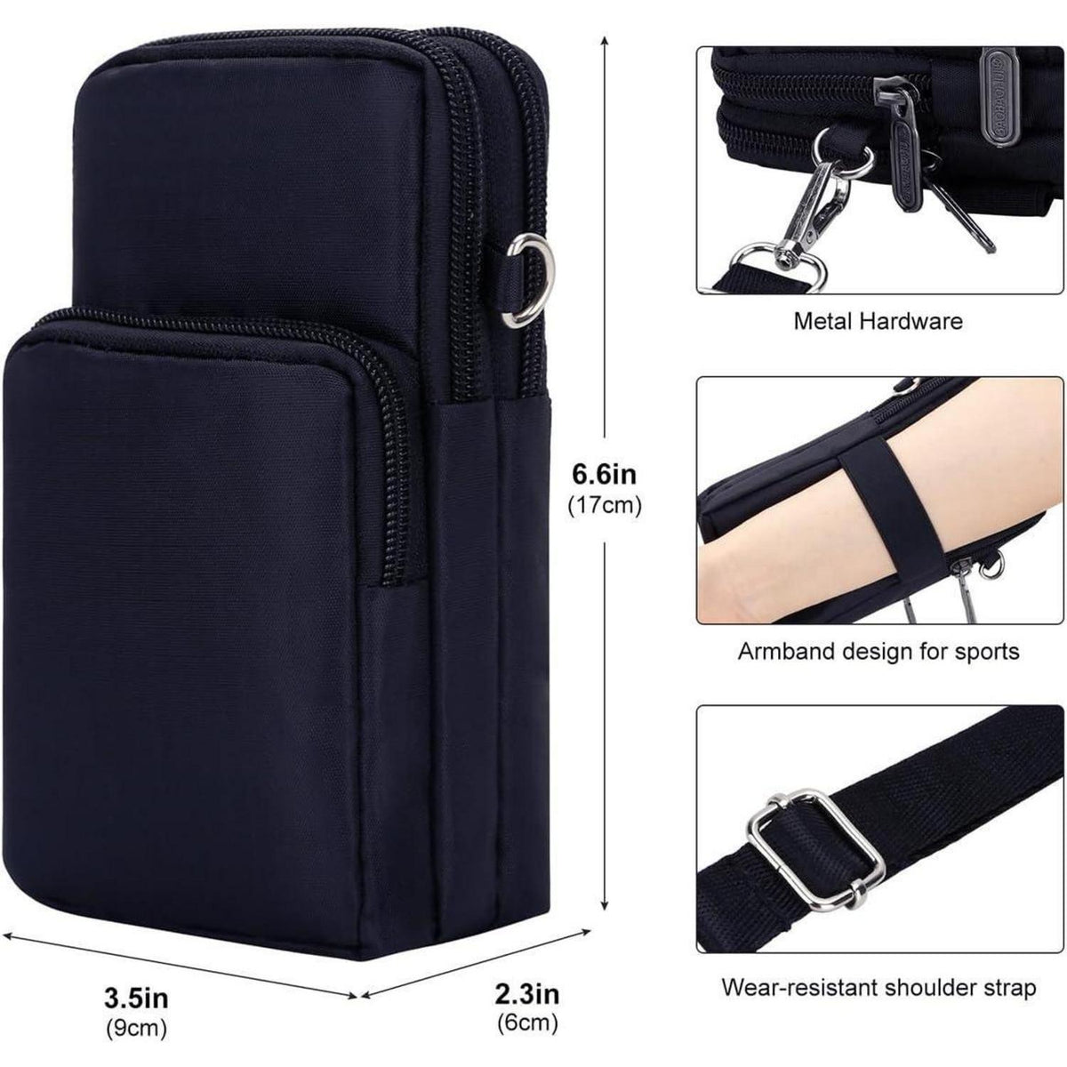 Kleine Handytasche zum Umhängen Damen mit Geldbörse, Nylon, dunkelblau