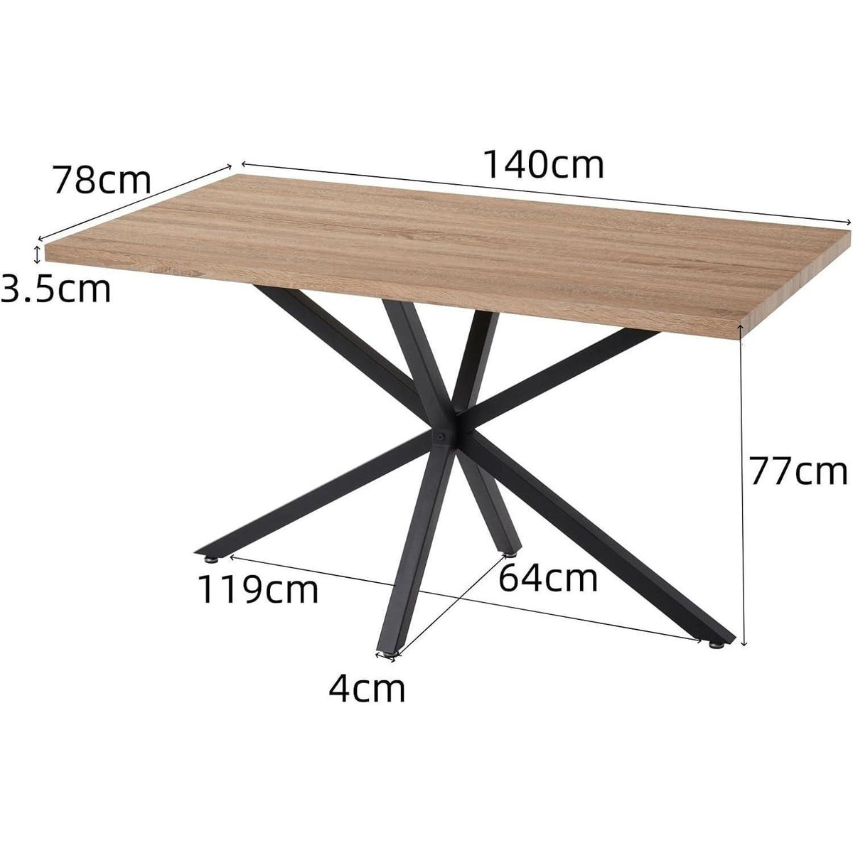 Moderner Esstisch 140x78cm – Nordischer Stil mit Eiche Dekor