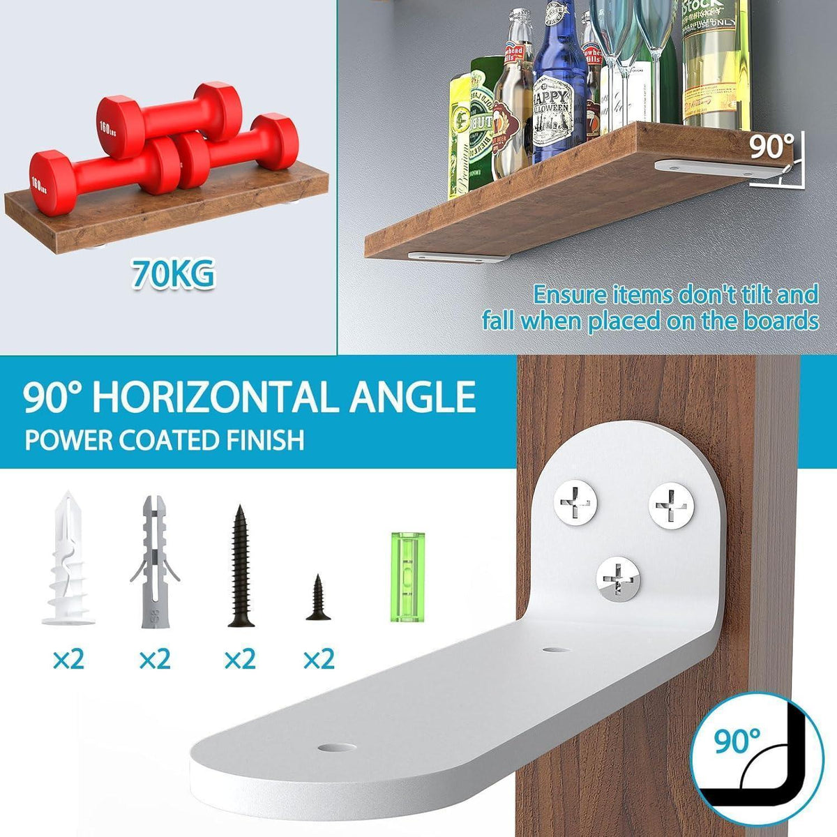 Schwerlast Regalhalterung 20cm, 2 Stück, Weiß
