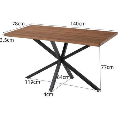 Moderner Esstisch 140x78cm – Dunkle Eiche, Metallbeine