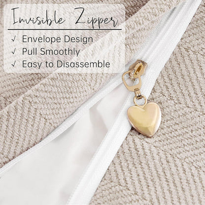 Chenille Kissenbezug 40x60 - Beige 2er Set - Dekor Kissen