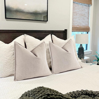 Chenille Kissenbezug 40x60 - Beige 2er Set - Dekor Kissen