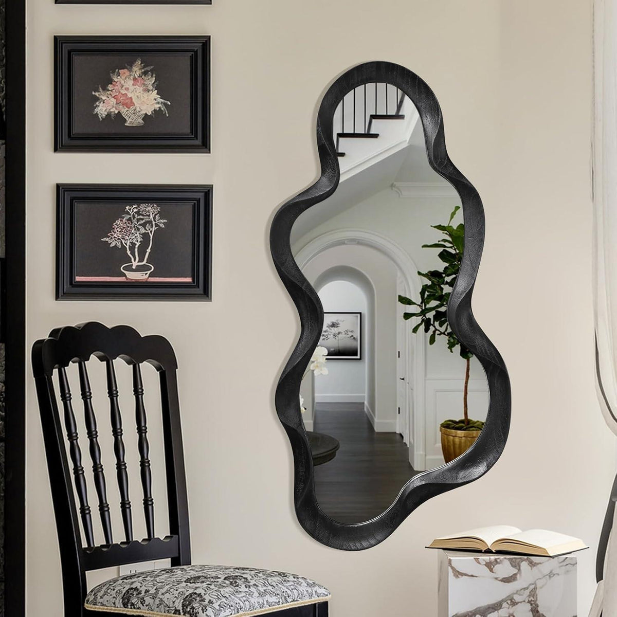 Asymmetrischer Wandspiegel Schwarz Wolke 90x50cm Modern