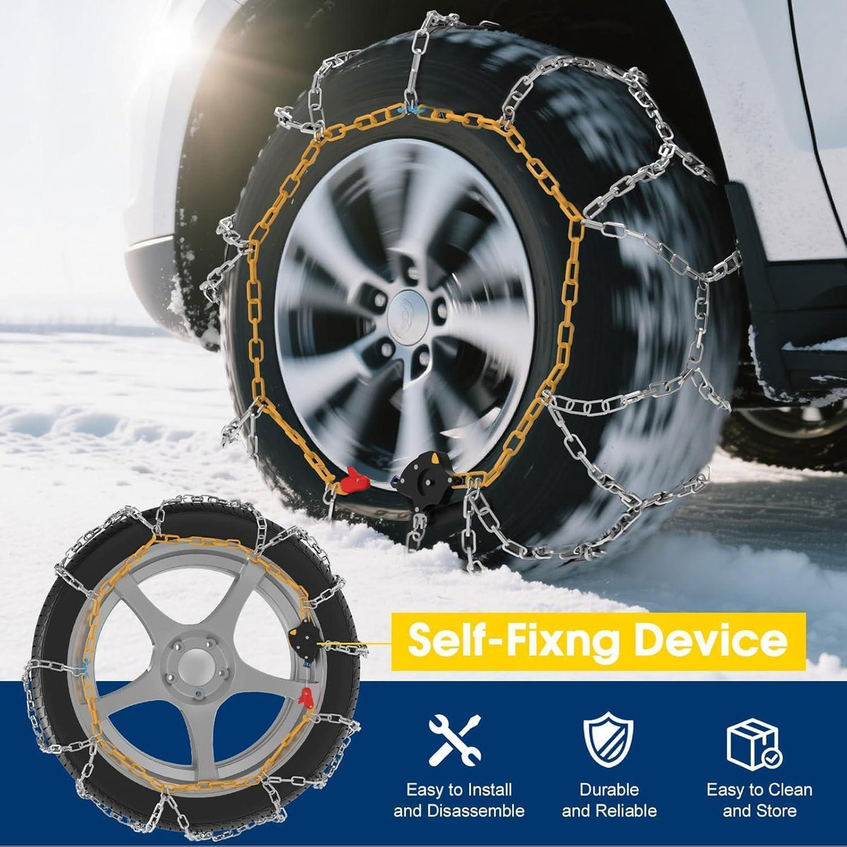 Automatische Schneeketten 130 – Schnelle Montage für PKW, SUV & Pickup