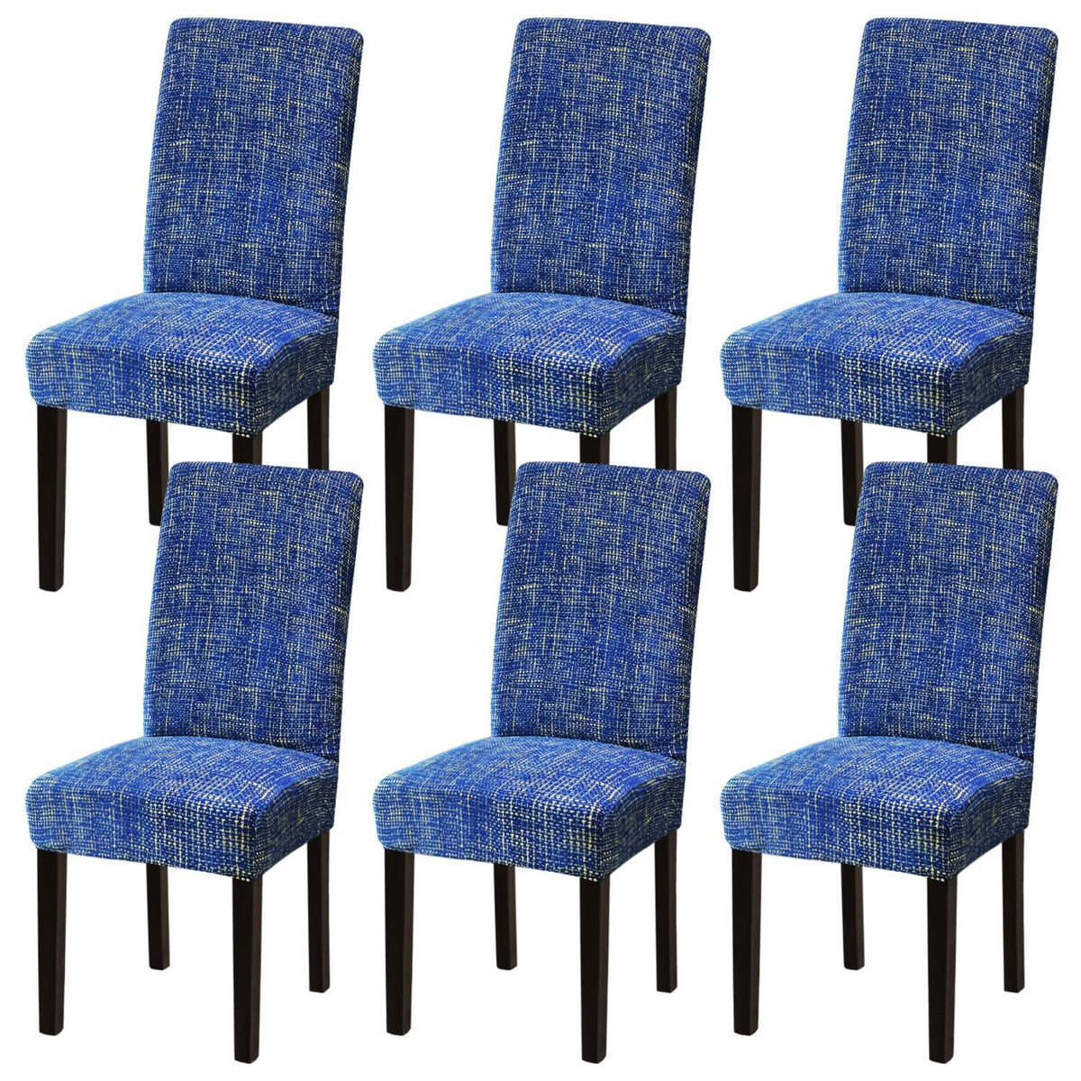 Stuhlhussen 6er Set Stretch Blau – Waschbar & Abnehmbar