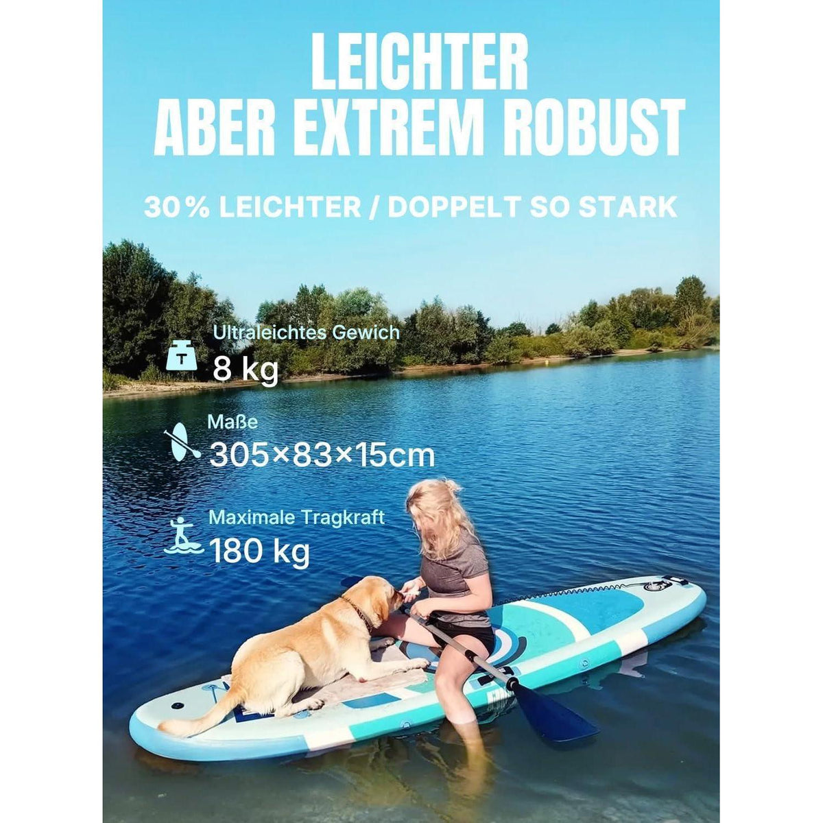 Aufblasbares SUP Board 305cm mit Kajaksitz und Zubehör
