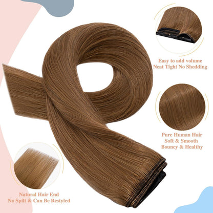 Echthaar Clip-In Extension – Hellbraun #6A, 55cm