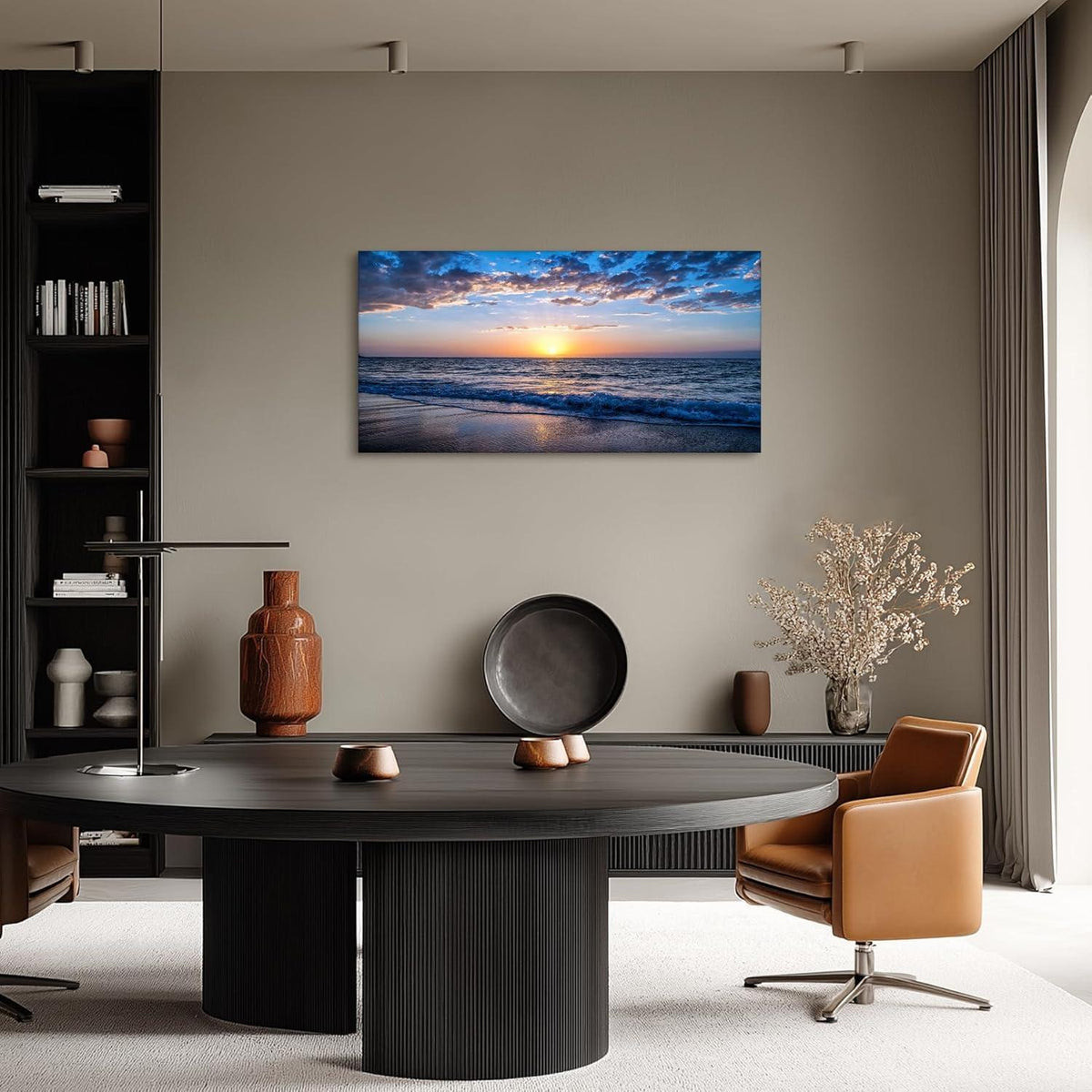 Leinwandbild Sonnenuntergang Strand Meer Landschaft Modern
