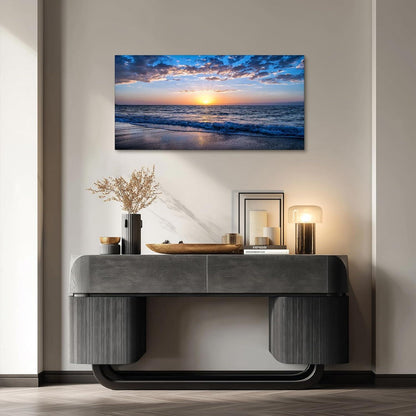 Leinwandbild Sonnenuntergang Strand Meer Landschaft Modern