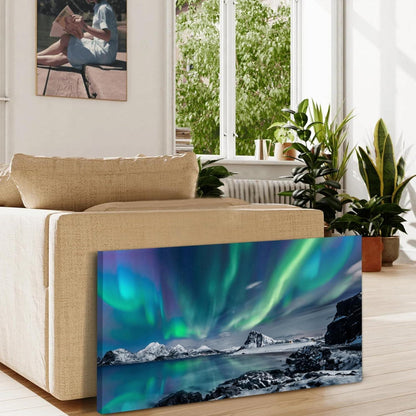Nordlicht Leinwandbild XXL – 73x146 cm, Schlafzimmer Deko