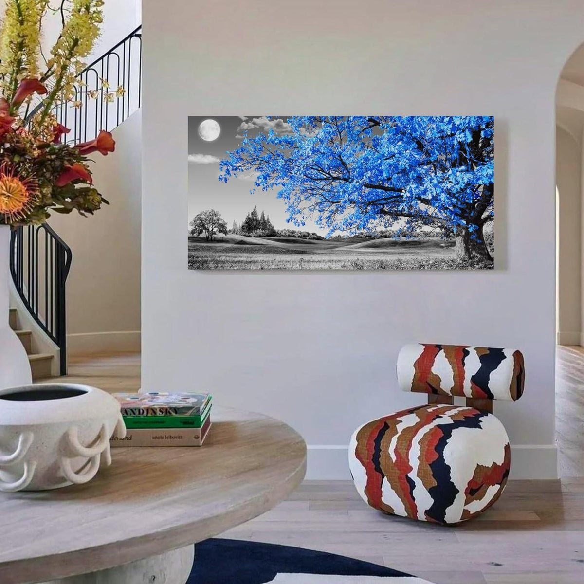 Leinwandbild Baum des Lebens blau 73x146 cm XXL