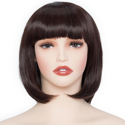 Braun Bob Perücke mit Pony – 28cm Synthetikhaar Perücke