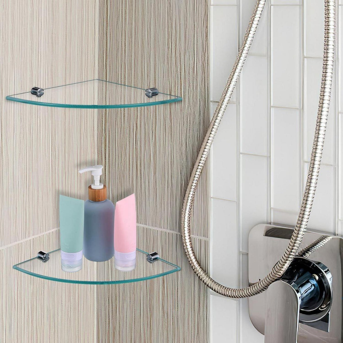 Eckregal Glas Bad 20x20cm - Duschablage für Shampoo & Co.