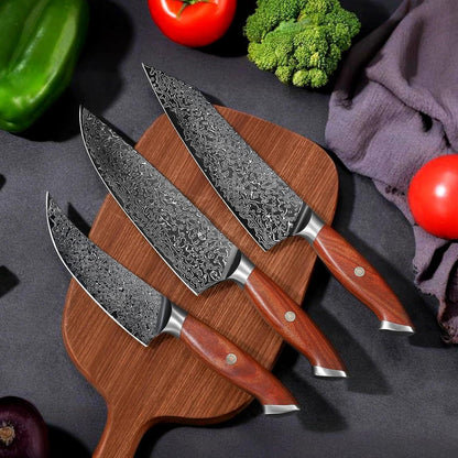 3-teiliges Küchenmesser Set Japanisches Damaststahl Messer