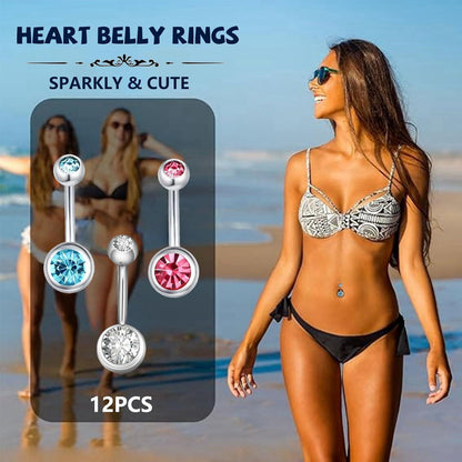 Bauchnabelpiercing 14G Edelstahl Hypoallergen 12 Stück Set
