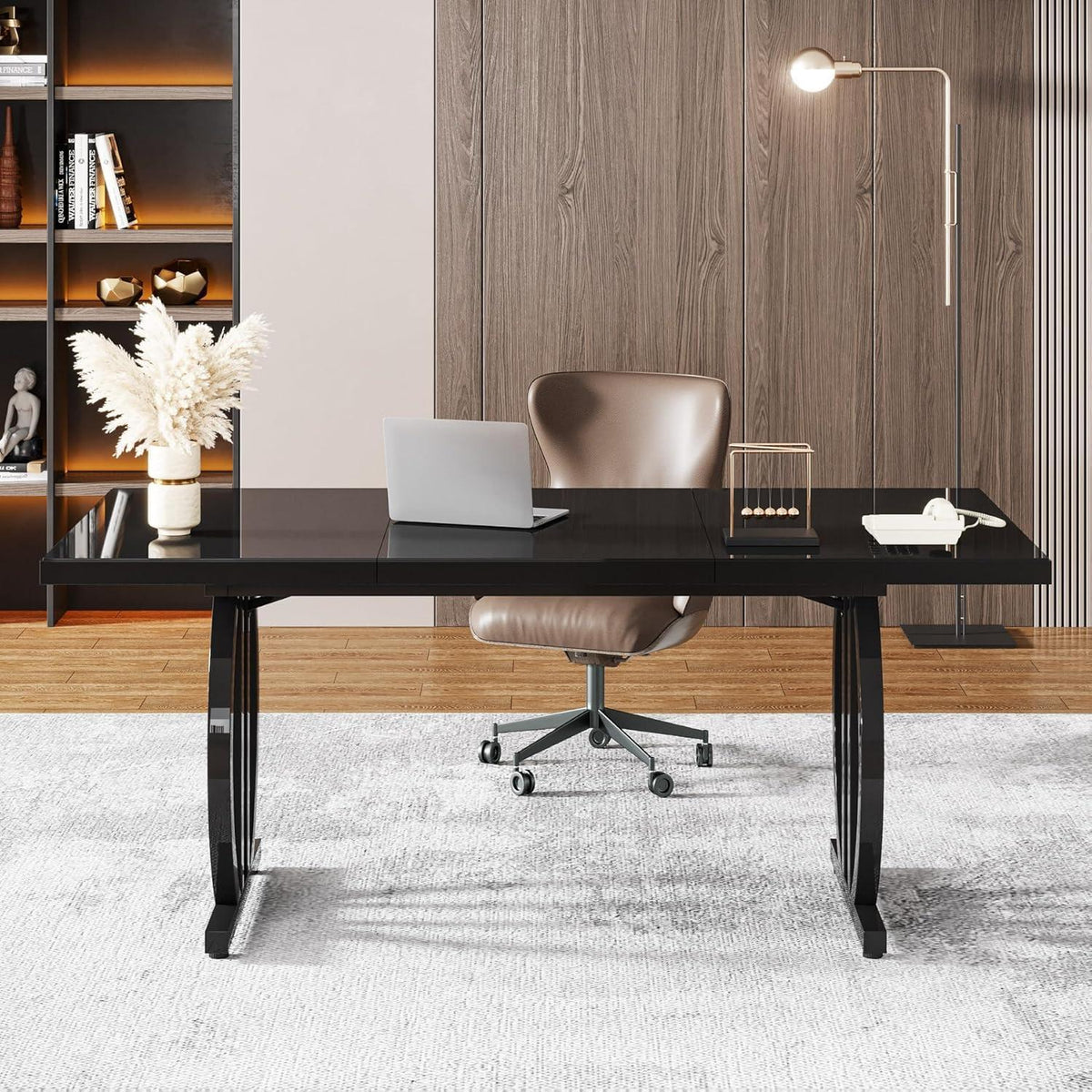 Großer Schreibtisch 160x80 cm – Modernes Home Office Bürotisch Schwarz