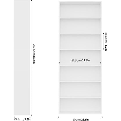 7-reihiges Bücherregal weiß – Standregal für Wohnzimmer & Büro