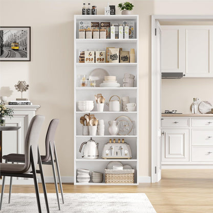 7-reihiges Bücherregal weiß – Standregal für Wohnzimmer & Büro