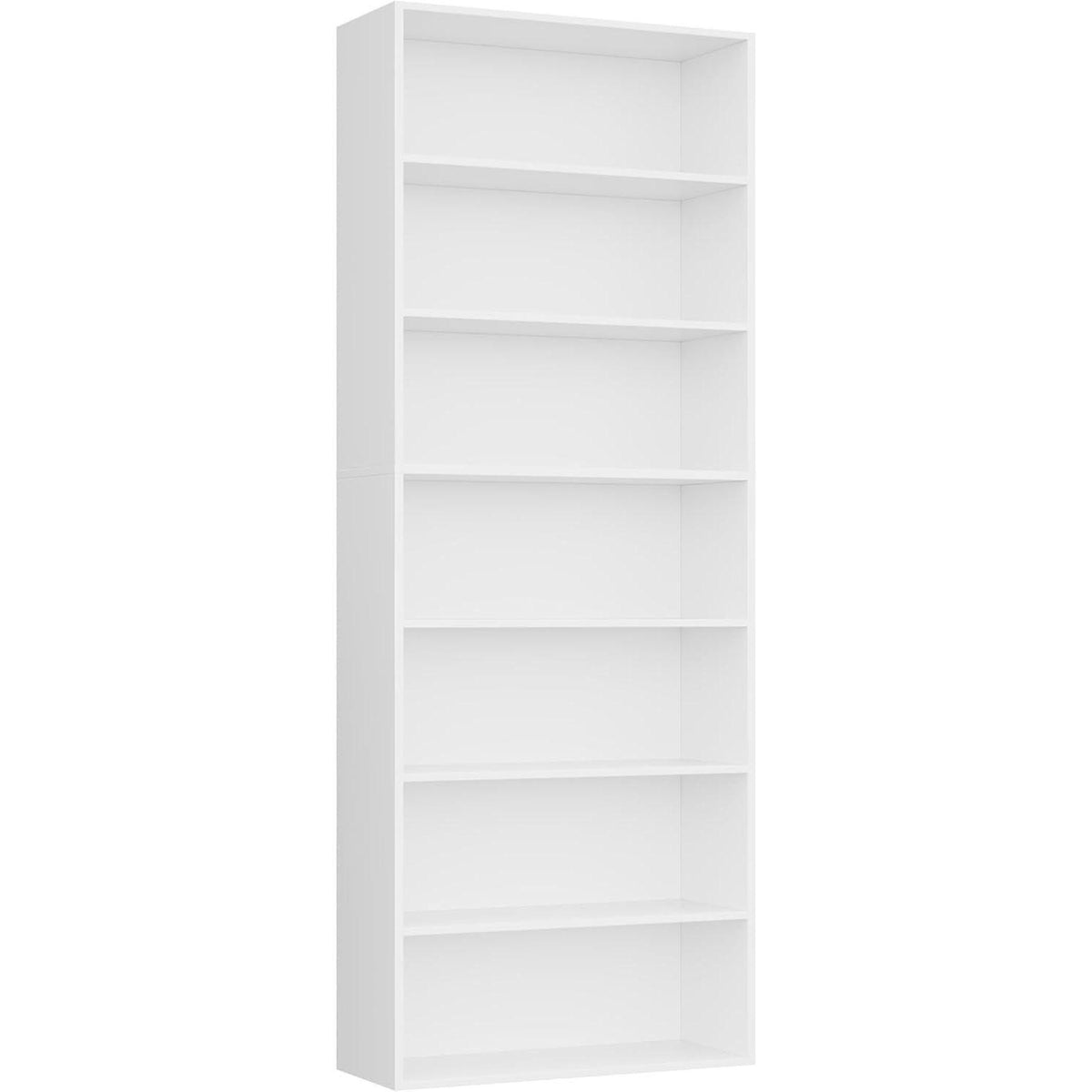 7-reihiges Bücherregal weiß – Standregal für Wohnzimmer & Büro