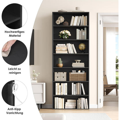 7-reihiges Bücherregal | Standregal für Wohnzimmer, Büro & Co.