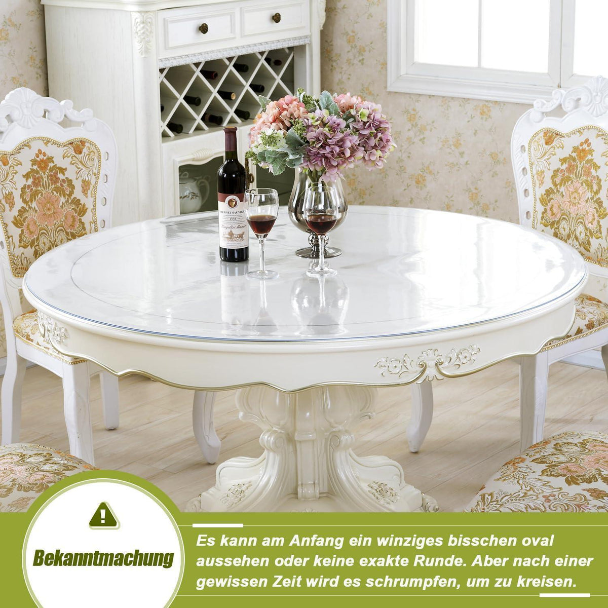 Runde Tischfolie 160cm – Transparent, Wasserdicht & Kratzfest