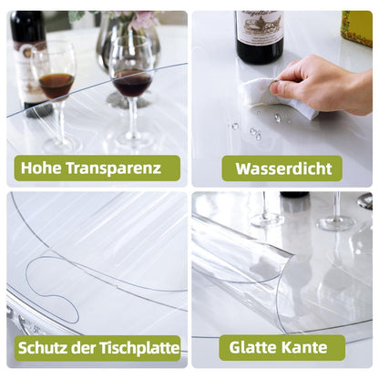 Runde Tischfolie 140cm – Transparent, Wasserdicht & Kratzfest