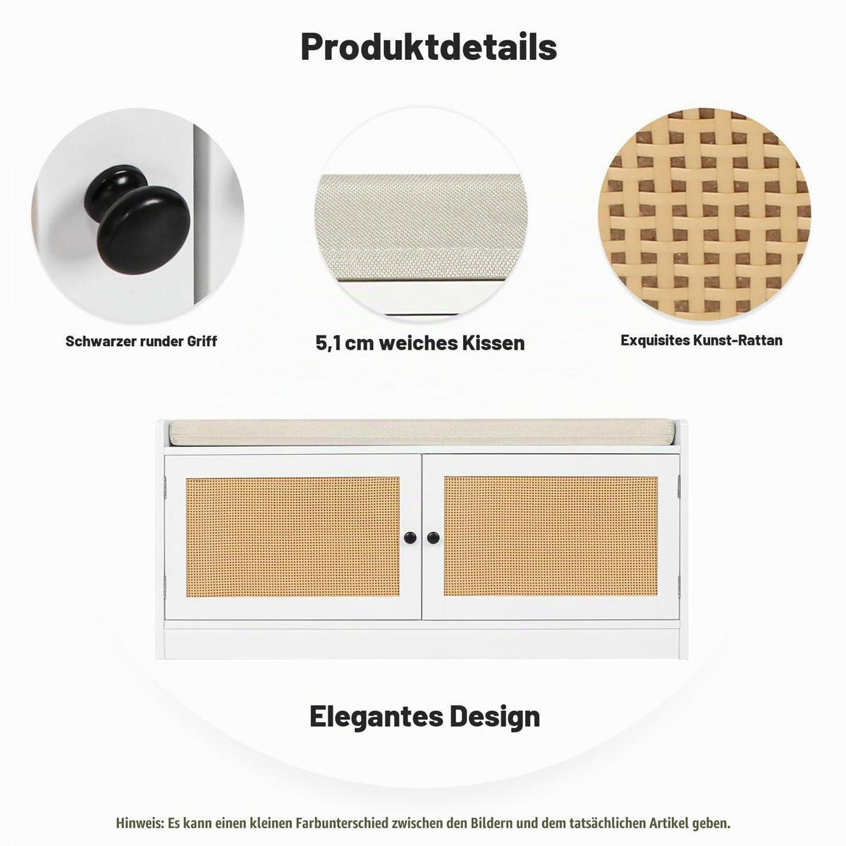 Schuhbank mit Sitzfläche | Flur Organizer | Weiß