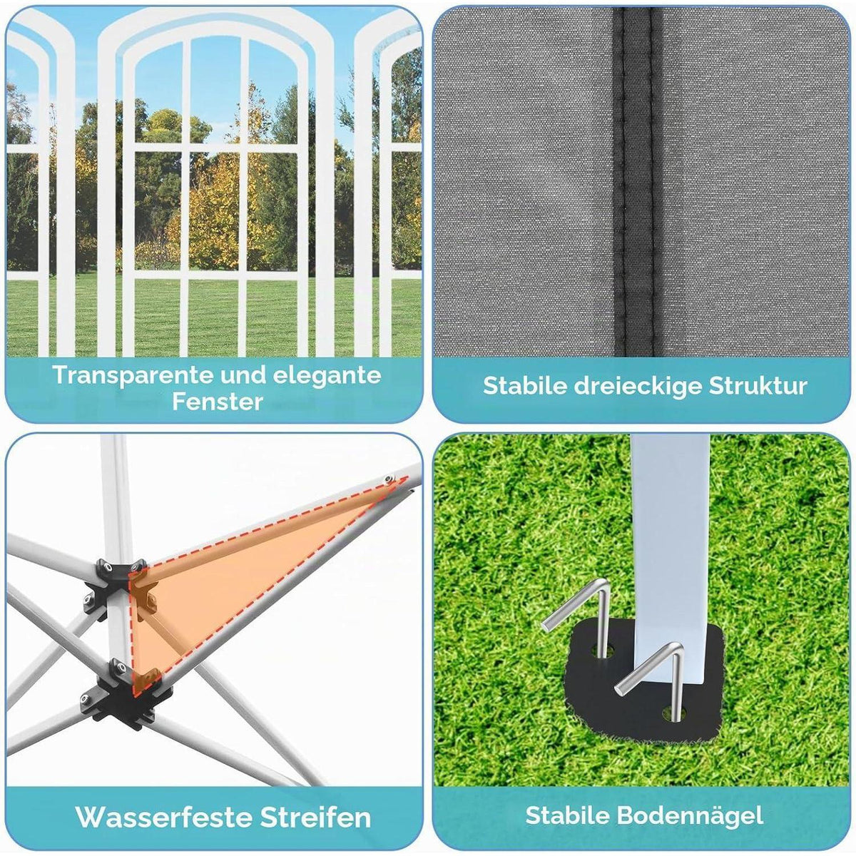 3x6 Pavillon Faltbar, Wasserdicht & Stabil für Garten & Events