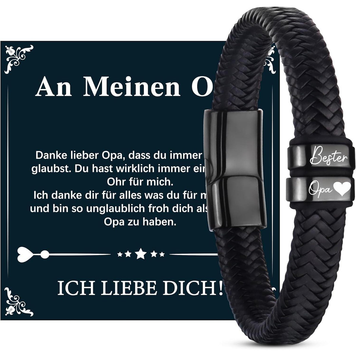 Armband "Bester Opa" - Geschenk für Papa/Ehemann in Lederoptik