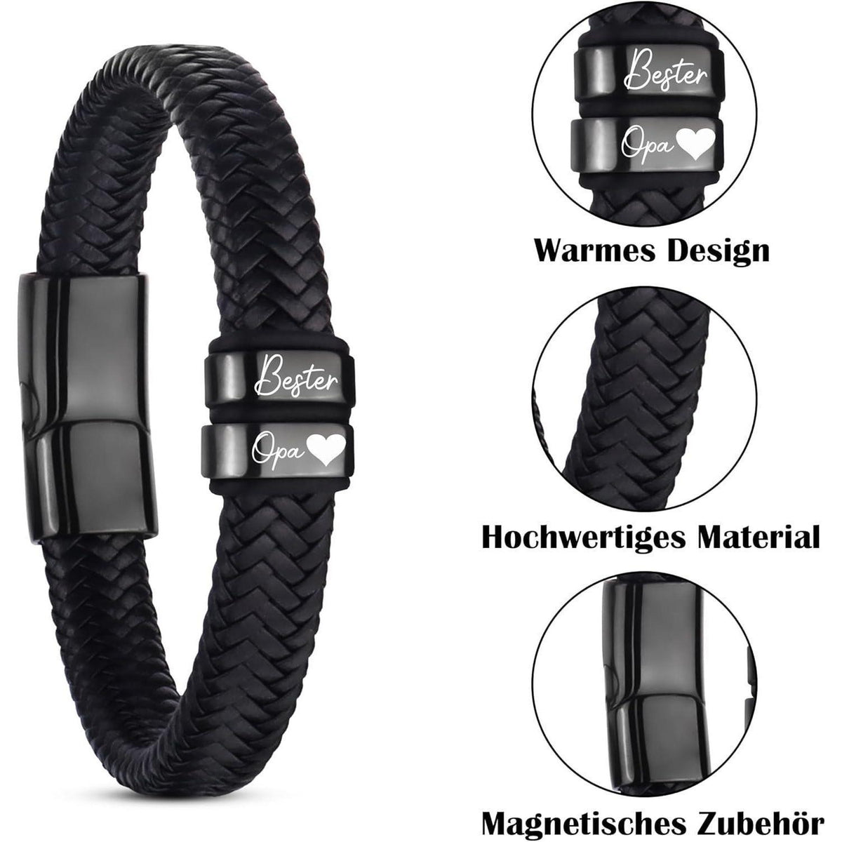 Armband "Bester Opa" - Geschenk für Papa/Ehemann in Lederoptik