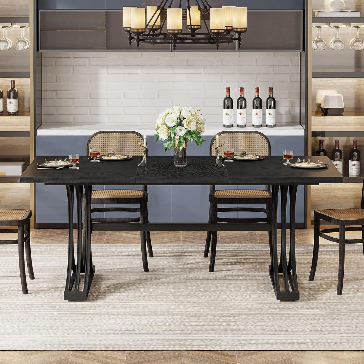 Moderner Esstisch 160x80cm – Schwarz, Für 4-6 Personen