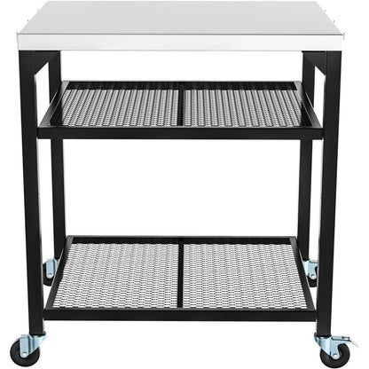 Edelstahl Grillwagen mit 3 Etagen, multifunktionaler Outdoor-Küchenwagen