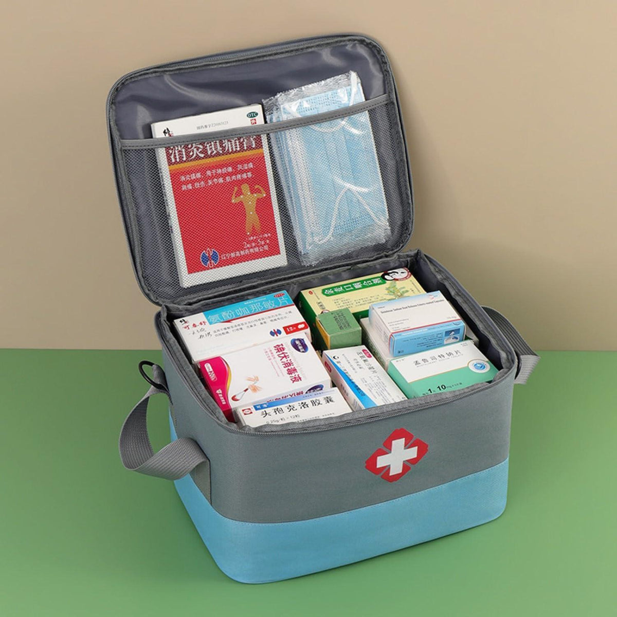 Reiseapotheke Tasche Wasserdicht mit Schulterriemen (Rot+Weiß)