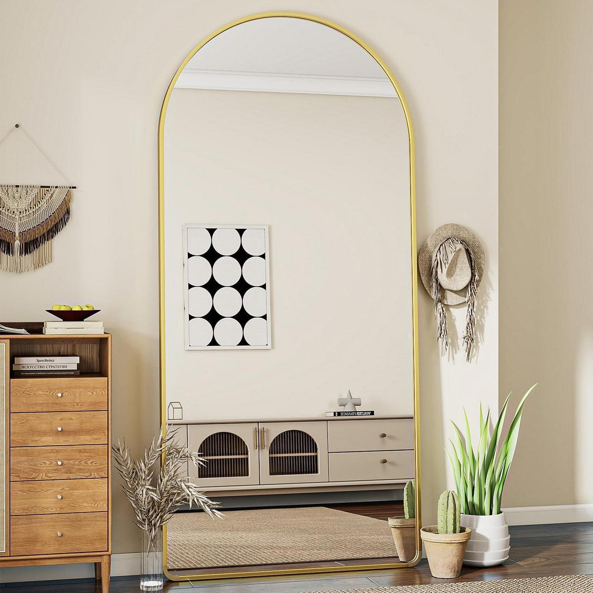 Ganzkörperspiegel Bogen Gold – 171 x 76 cm, Stand- & Wandspiegel