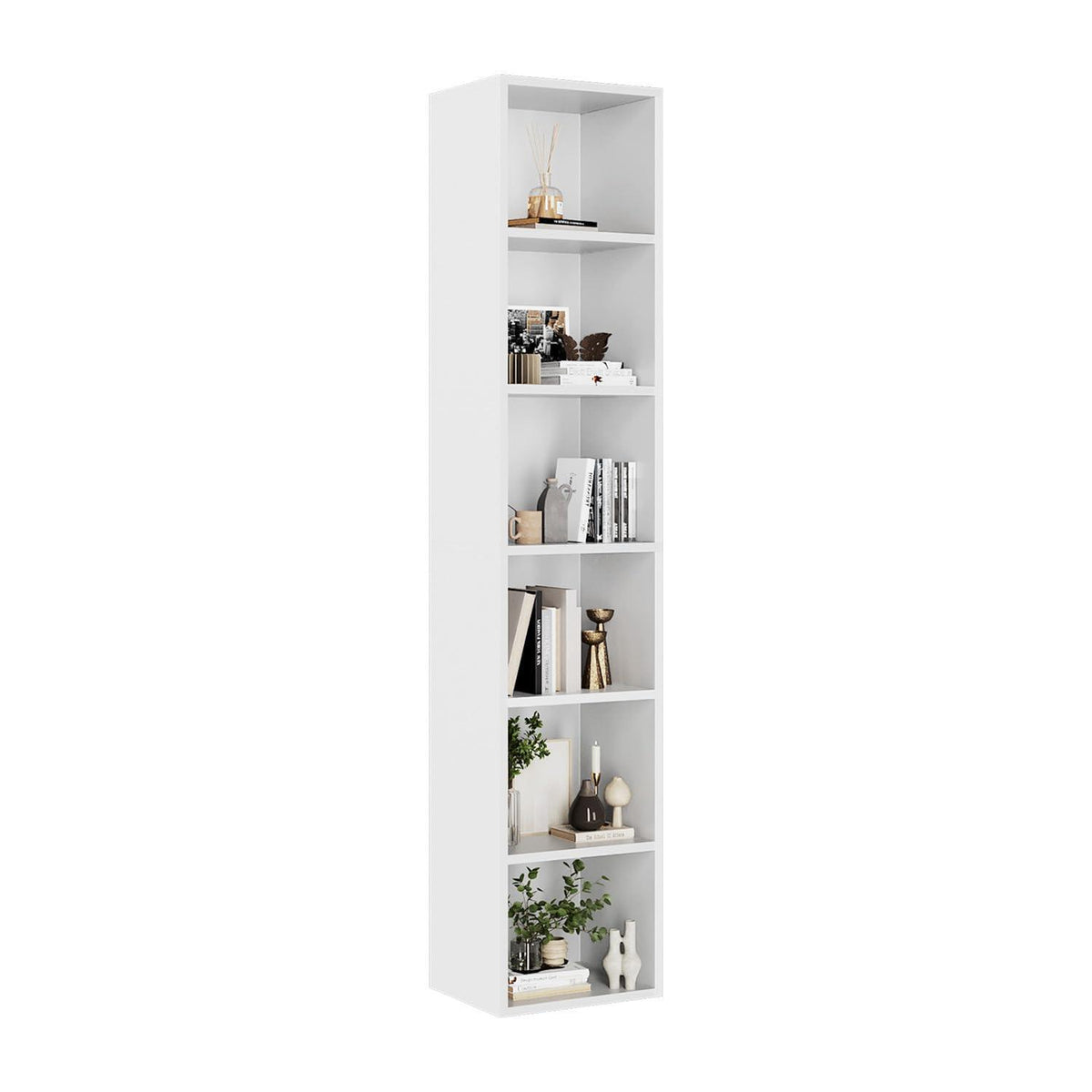 Schmales Bücherregal mit 6 Ebenen – Weiß