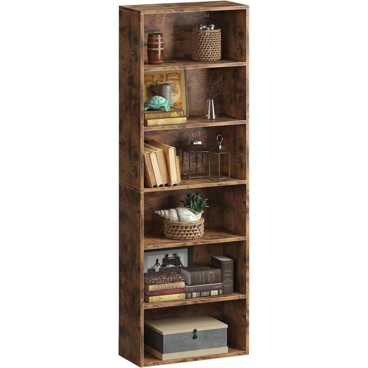 Bücherregal 6 Ebenen | Modernes Holzregal für Wohnzimmer & Büro
