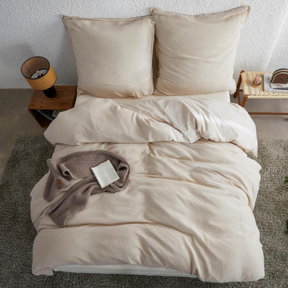 Musselin Bettwäsche Set 220x240 cm, Khaki – Atmungsaktiv & Weich