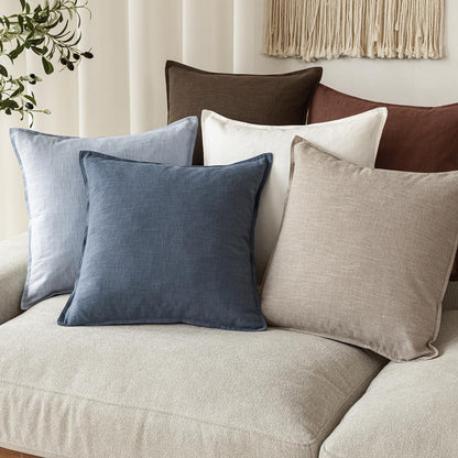 Leinen Kissenbezüge 2er Set Himmelblau 45x45 cm Boho Deko
