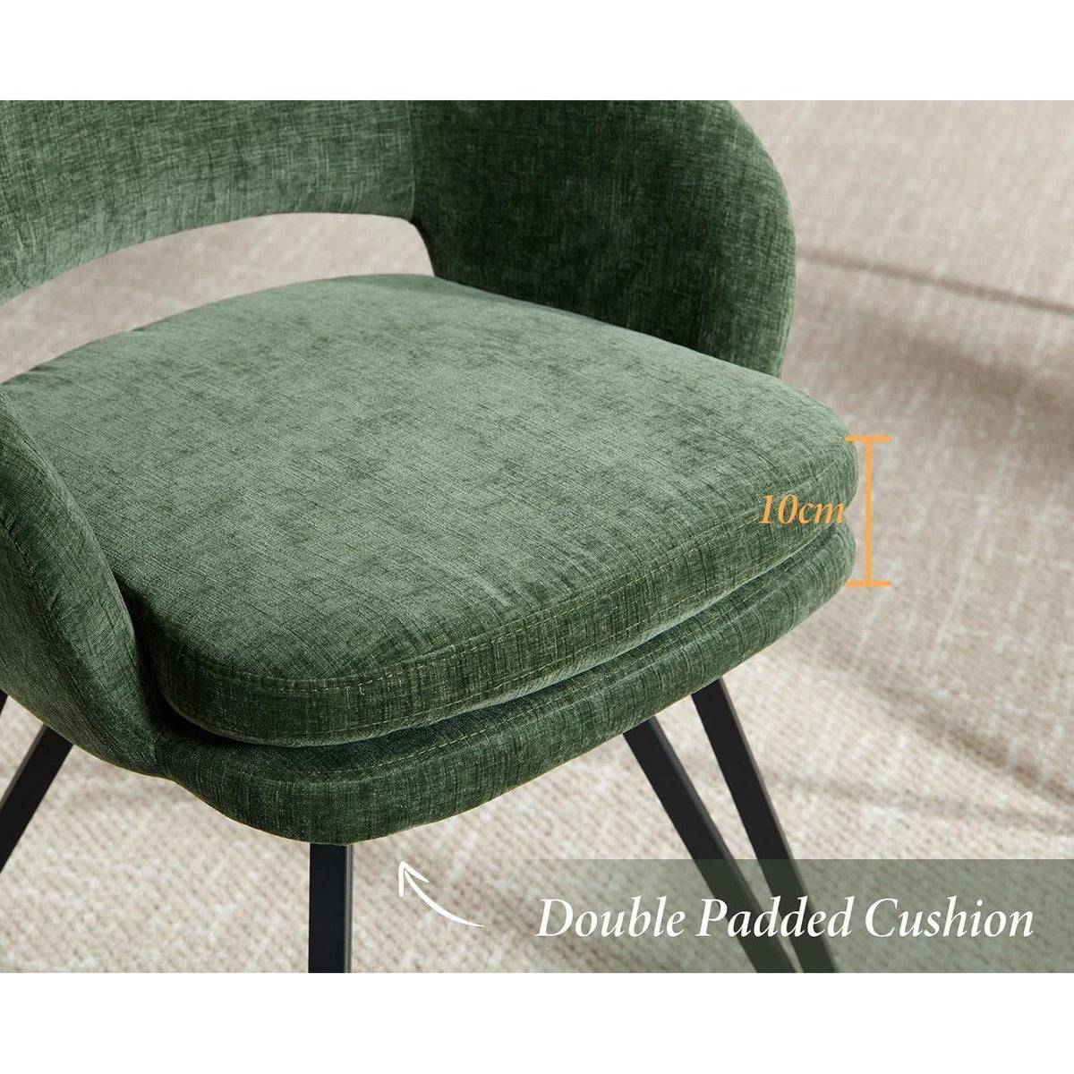 2er Set Esszimmerstühle Grün, Chenille Polsterstühle drehbar