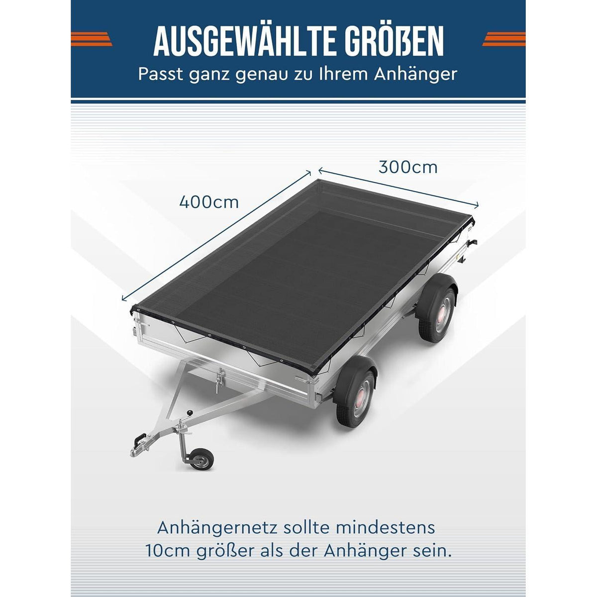 Feinmaschiges Anhängernetz 3x4m mit Spannseil – Ladungssicherung